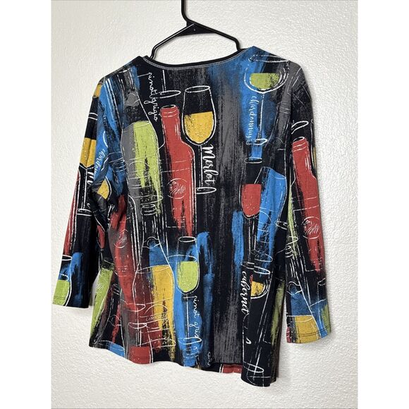 Jess & Jane Top Size  XL Red Wine Medley Sparkle Cotton T Shirt Merlot Cabernat - Picture 6 of 13